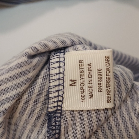 Blue and white striped long or rolled sleeve button down shirt by Eden & Olivia - Picture 8 of 11